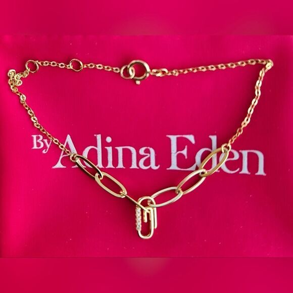 ADINA EDEN Paperclip safety pin pave bracelet NEW SOLD OUT - Picture 10 of 13